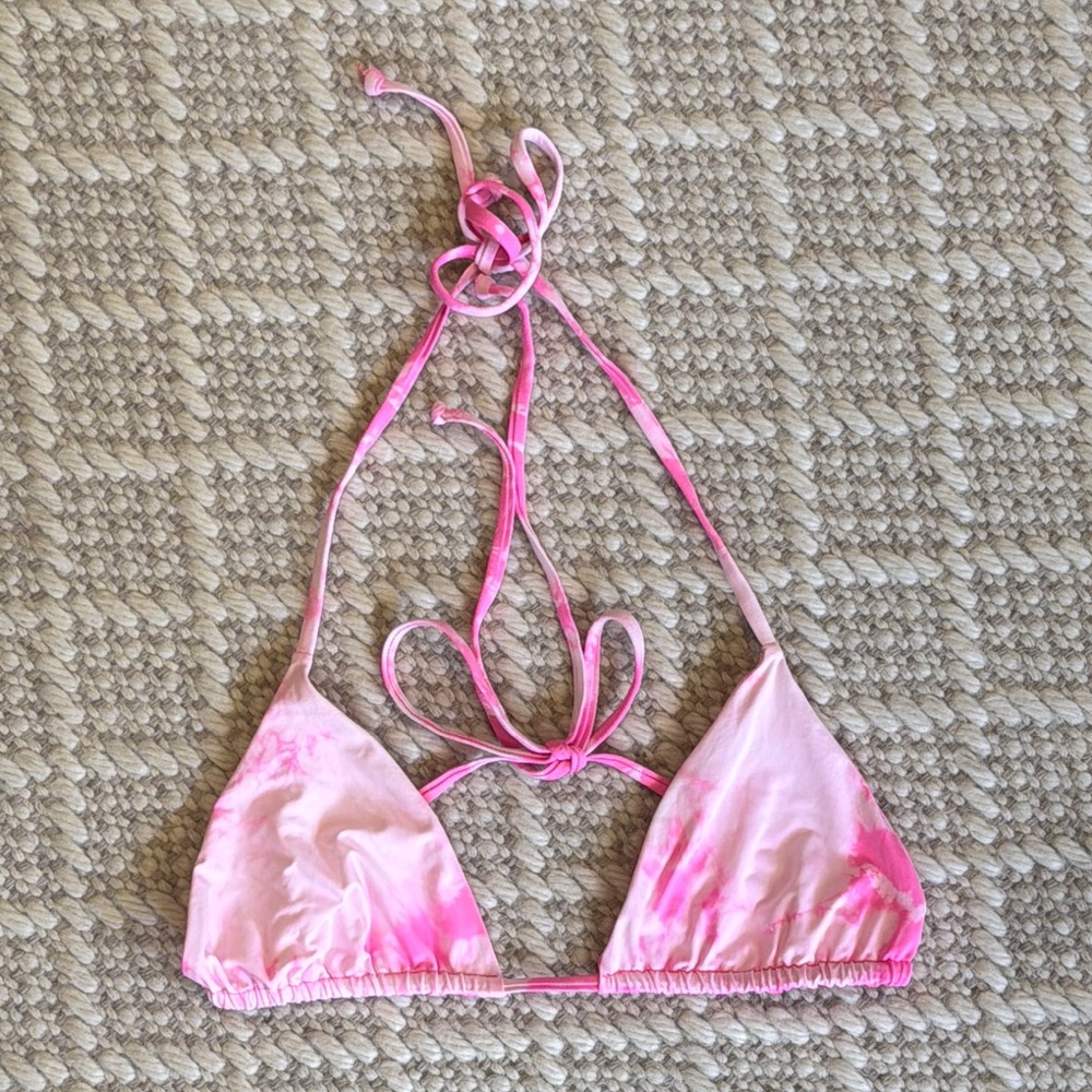 Frankie’s Bikini’s - Triangle Bikini Top Pink Tie-Dye - Size: Large